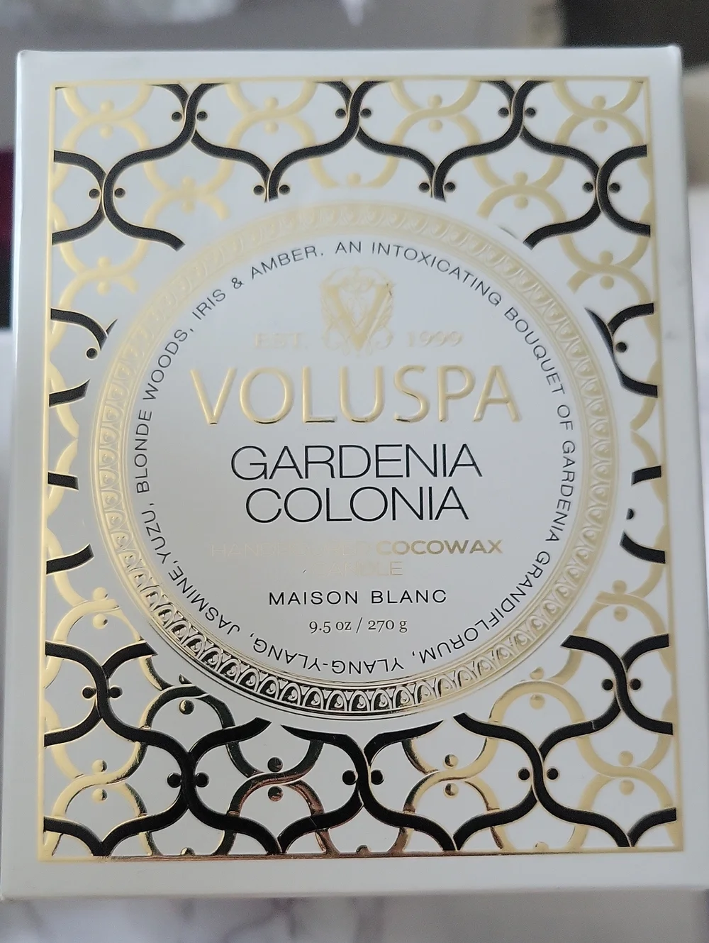 Voluspa Maison Blanc Gardenia Colonia Classic Maison Candle 9.5 Oz
